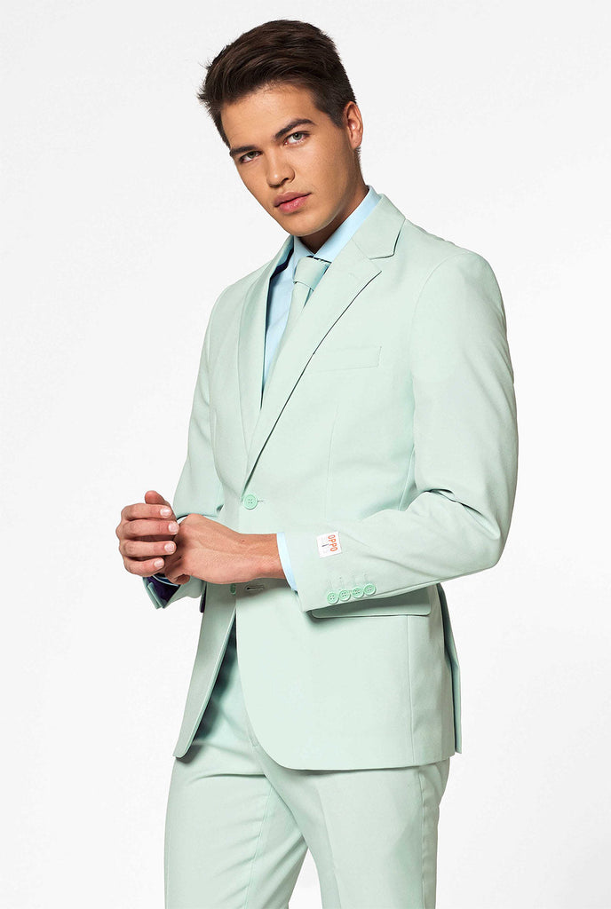 Einfarbiger mintgrüner Anzug für Männer
