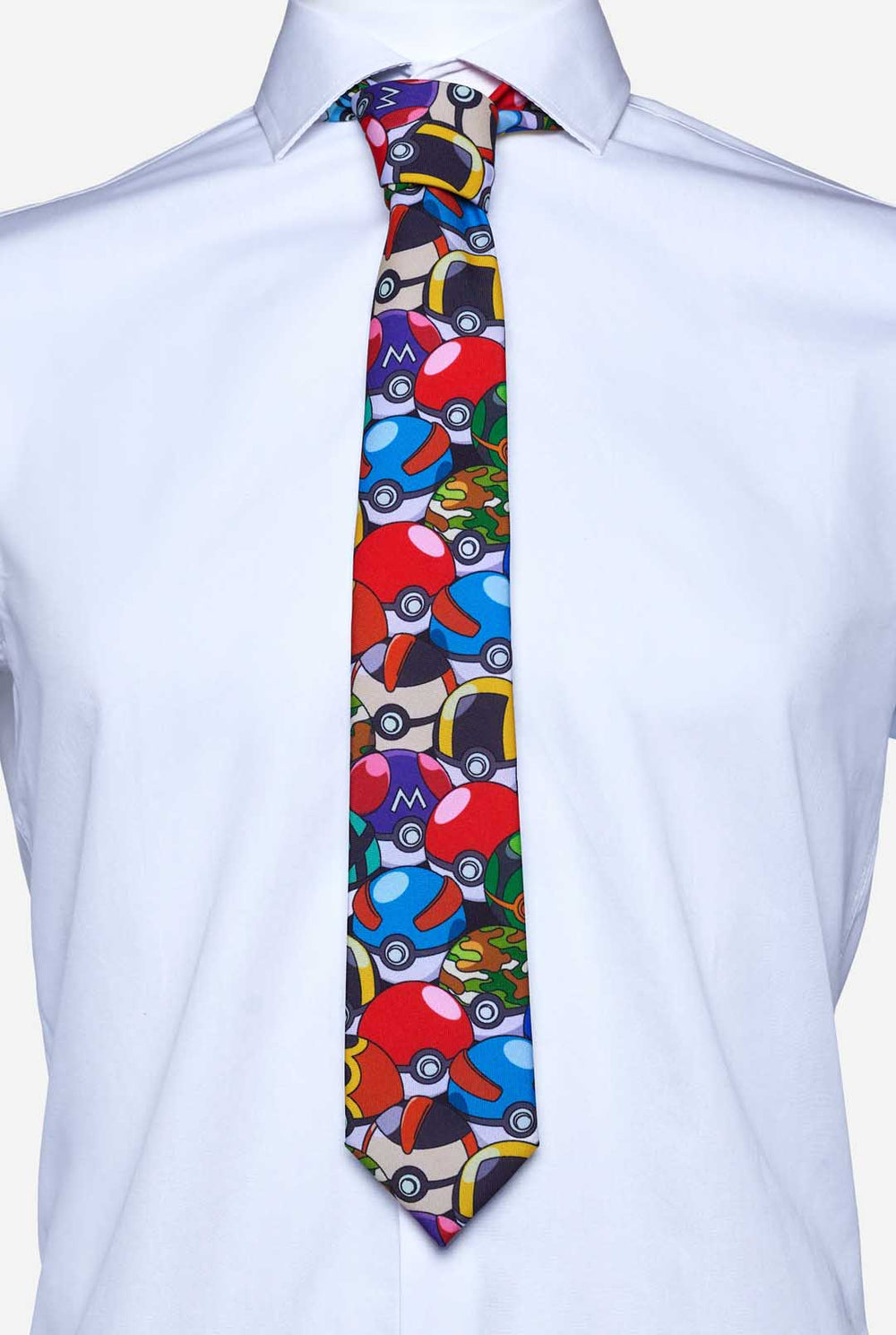 Mehrfarbige Krawatte mit Pokemon-Pokeball-Aufdruck