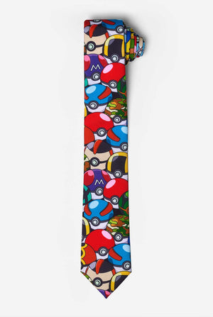 Mehrfarbige Krawatte mit Pokemon-Pokeball-Aufdruck