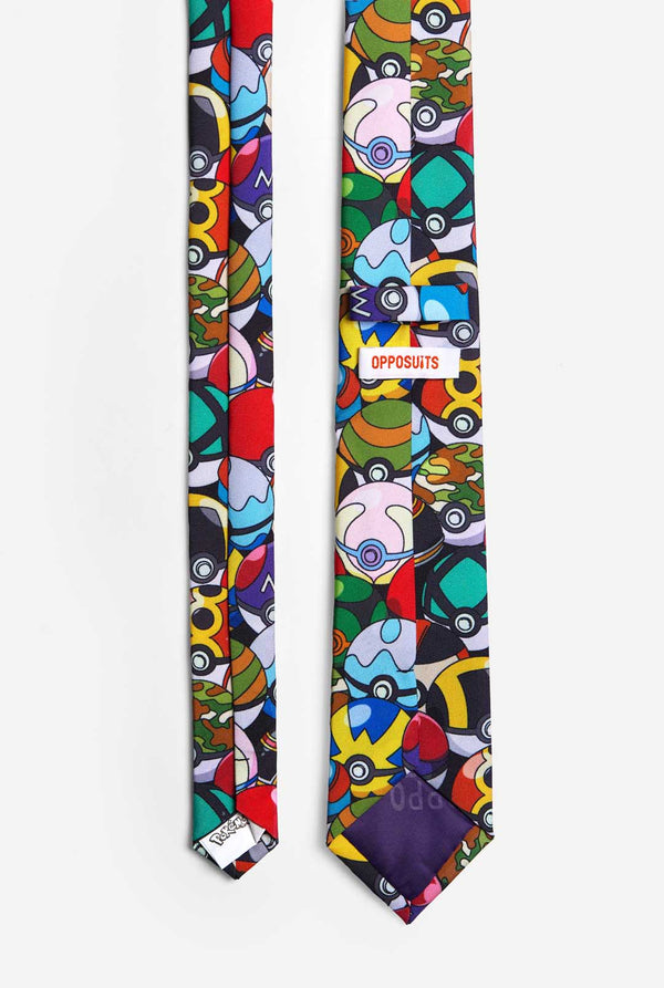 Mehrfarbige Krawatte mit Pokemon-Pokeball-Aufdruck