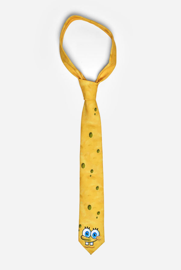 Gelbe Krawatte mit SpongeBob-Gesichtsaufdruck