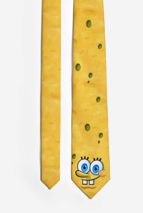Gelbe Krawatte mit SpongeBob-Gesichtsaufdruck