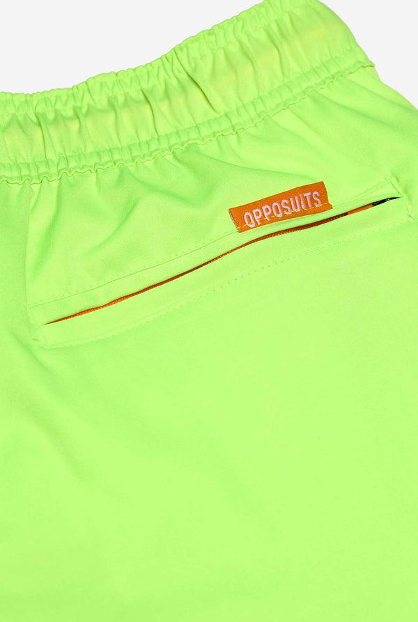 Neongrüne Badehose für Männer, Nahaufnahme