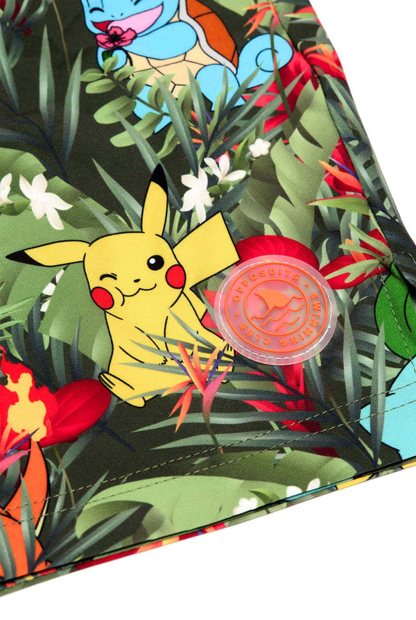 Badehose mit Pokemon-Wald-Aufdruck, Nahaufnahme