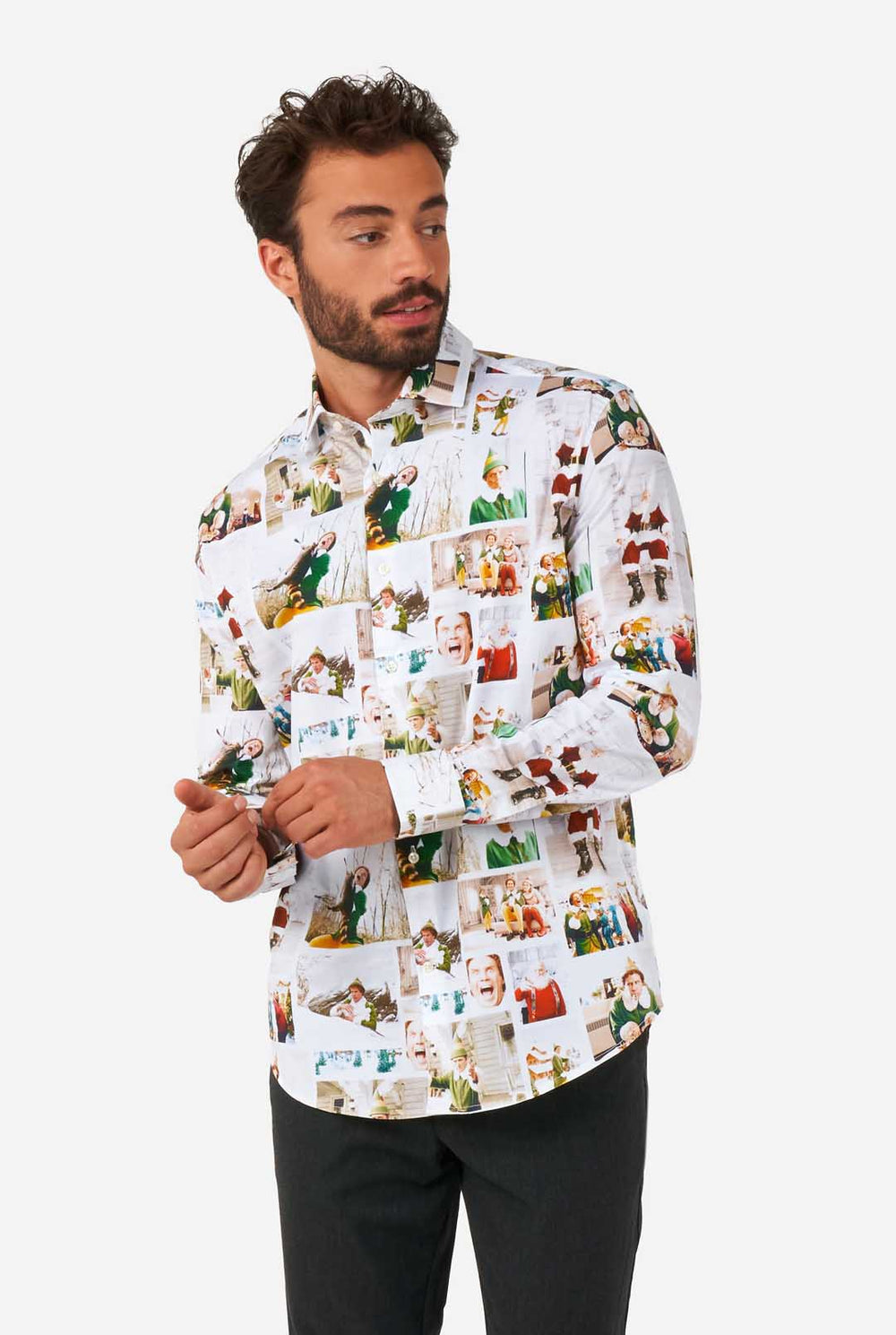Mann trägt Elf Weihnachten Themen Herren Shirt