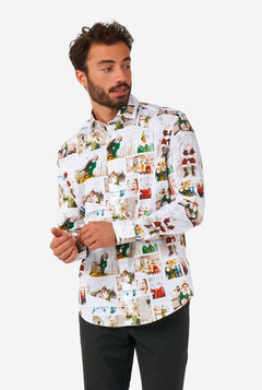 Mann trägt Elf Weihnachten Themen Herren Shirt