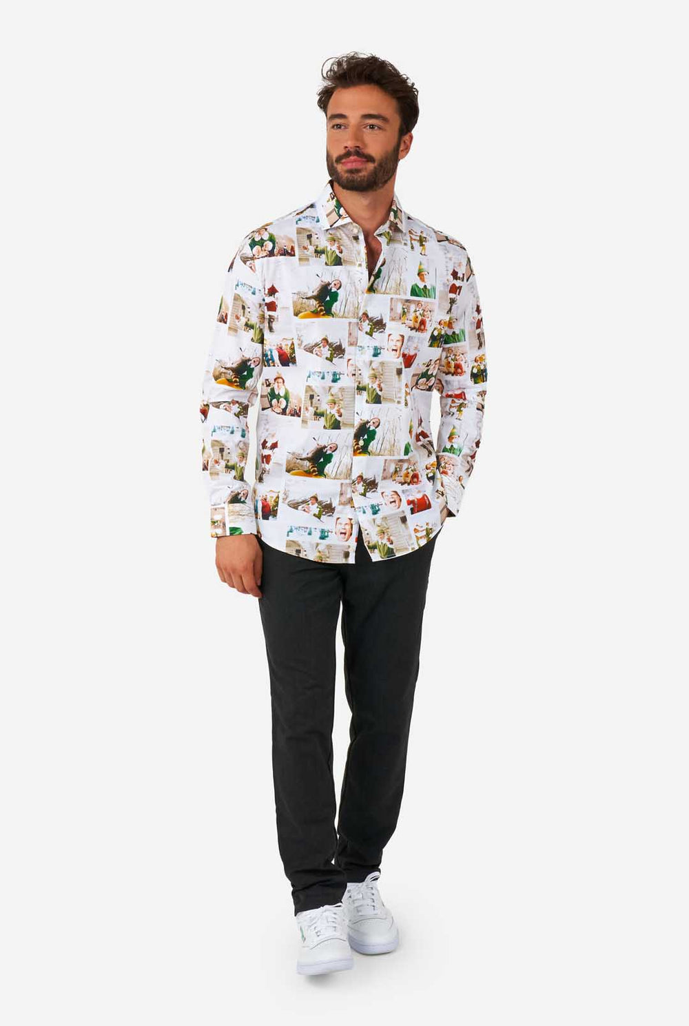 Mann trägt Elf Weihnachten Themen Herren Shirt