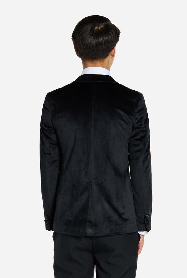 Teenager im Smoking-Blazer aus schwarzem Samt für Teenager-Jungen