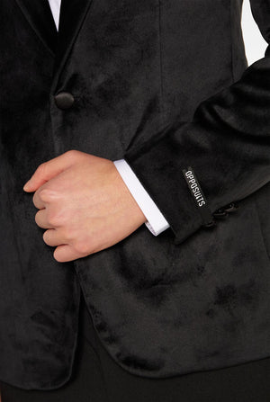 Teenager im Smoking-Blazer aus schwarzem Samt für Teenager-Jungen