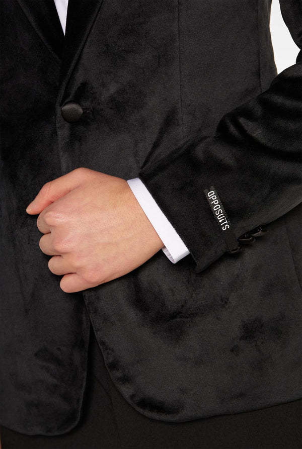 Teenager im Smoking-Blazer aus schwarzem Samt für Teenager-Jungen