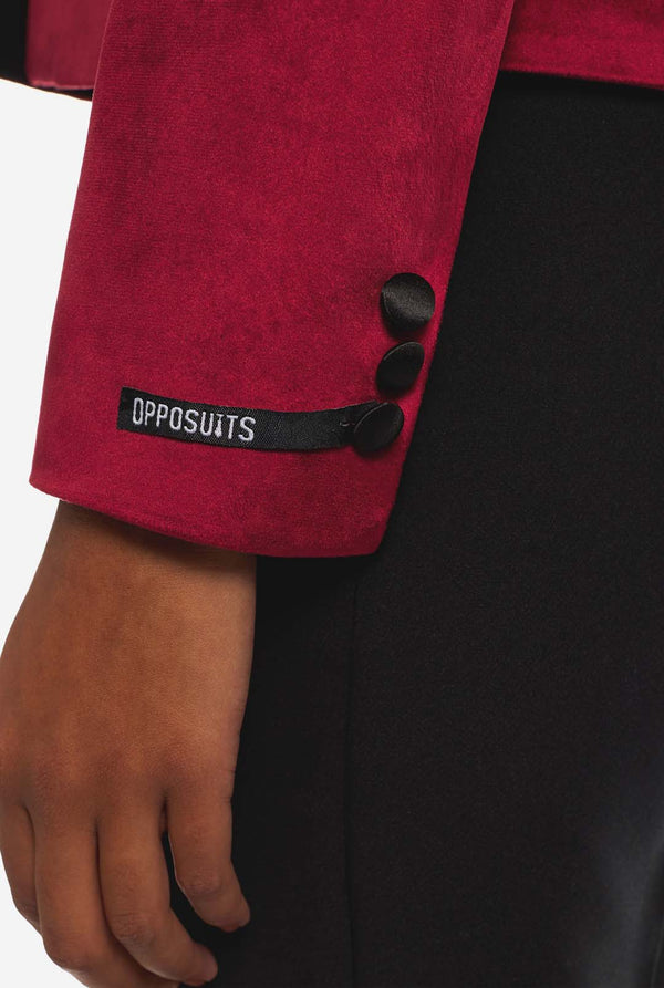 Damen trägt Dinner Jacket Burgundy Blazer, Nahaufnahme Ärmel