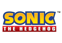 Sonic the Hedgehog-Logo mit buntem Text auf grünem Hintergrund
