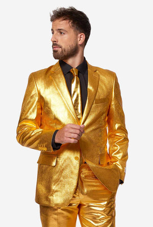Gold -Männer -Partyanzug vom Mann getragen