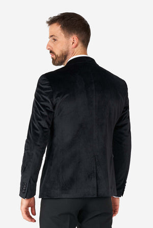 Mann, der schwarze Samt -Dinnerjacke Blazer trägt, Blick von hinten