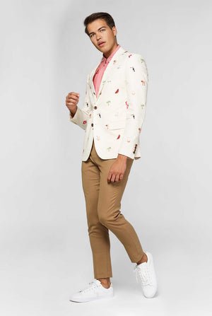 Off-White Blazer mit tropischer Stickerei vom Manner getragen