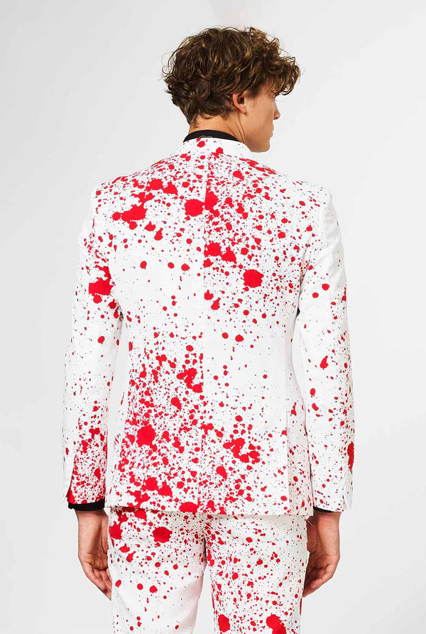Rote Blutsplatters Halloween -Anzug von hinten, der vom Menschen getragen wurde