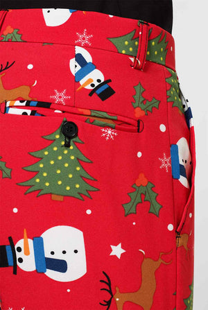 Mann, der roten Weihnachtsanzug trägt, Hosen in der Nähe