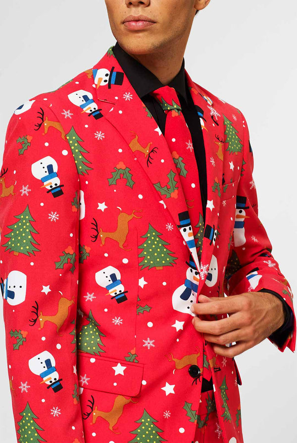 Mann, der roten Weihnachtsanzug trägt, Nahaufnahme