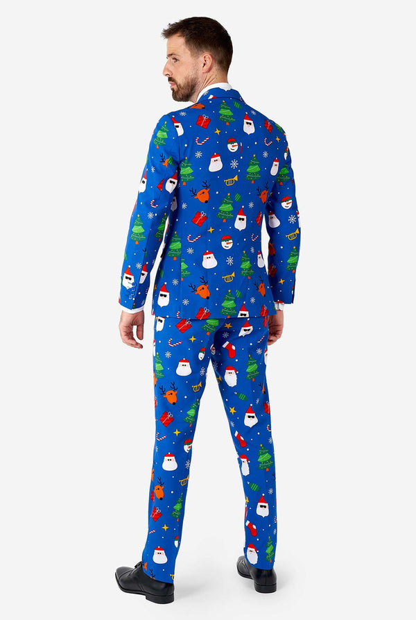 Mann, der blaue Weihnachtsanzug trägt, Blick von hinten