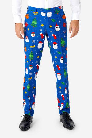 Mann, der blauen Weihnachts Hose trägt, teil von der Anzug