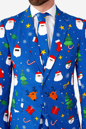 Mann, der blauen Weihnachtsanzug in der Nähe von Blick