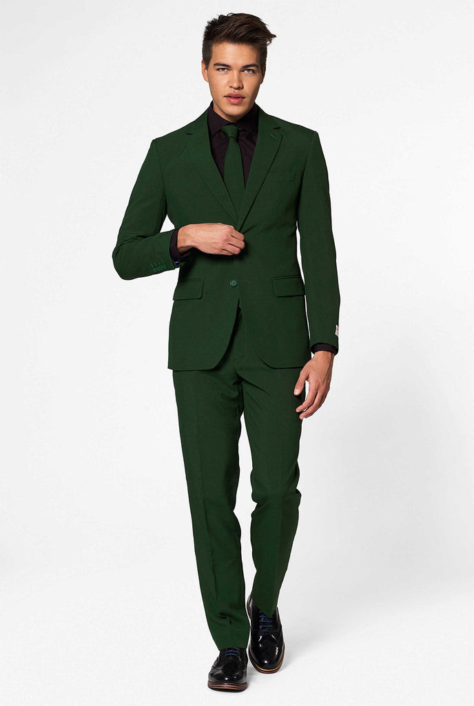 Feste Farbe dunkelgrüner Männeranzug herrisch grün, die von Männern getragen werden