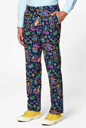 Retro Las Vegas Themenpokeranzug Mr. Vegas getragen von Männern, Blick auf Hose