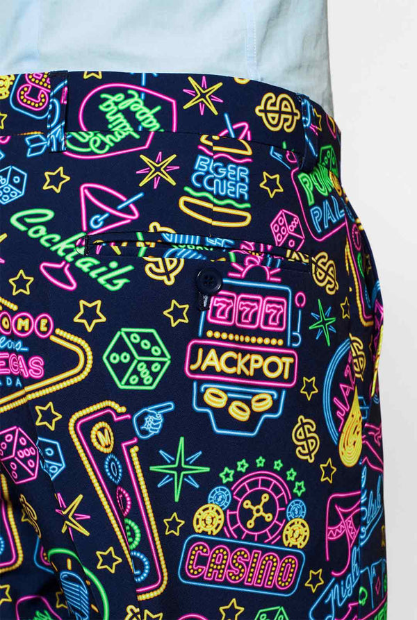 Retro Las Vegas Themenpokeranzug Mr. Vegas getragen von Männern, Blick von hinten Hose