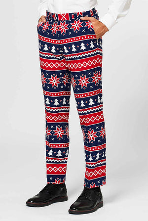 Nordic Themed Weihnachtsanzughose vom Mann getragen