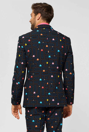 Pac-Man Print Männeranzug die von Männer getragen wird, Blick von hinten