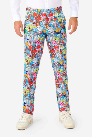 Mann, der Männerhose mit SpongeBob -Druck trägt, teil von anzug