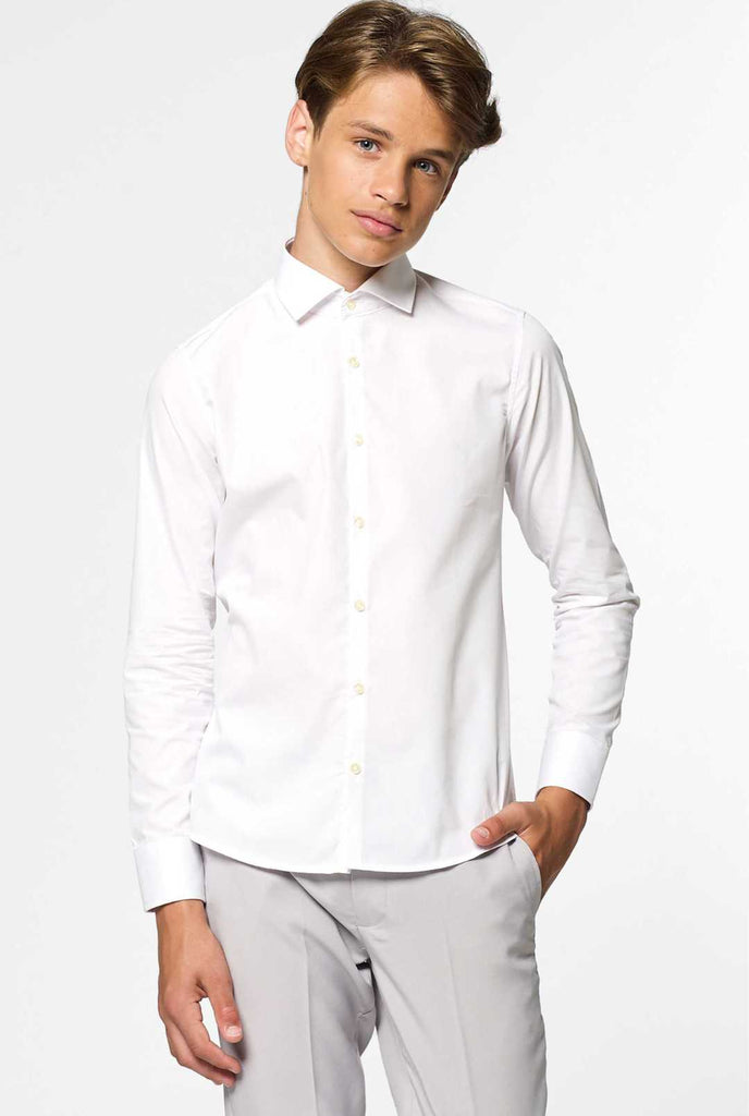 Langer Ärmel Weißes Hemd, die von Jungen getragen werden