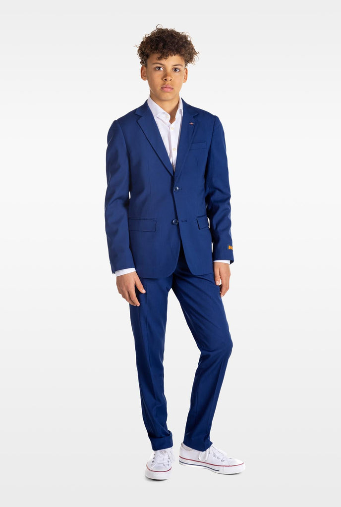 Teen wearing OppoSuits Daily blue teen boys suit