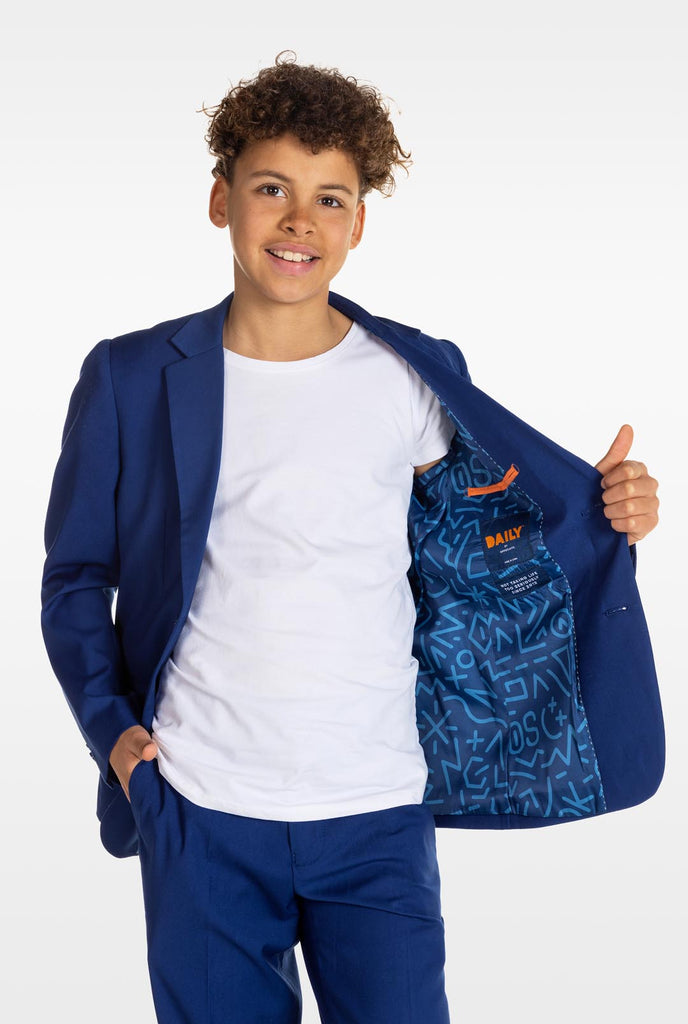 Teen wearing OppoSuits Daily blue teen boys suit