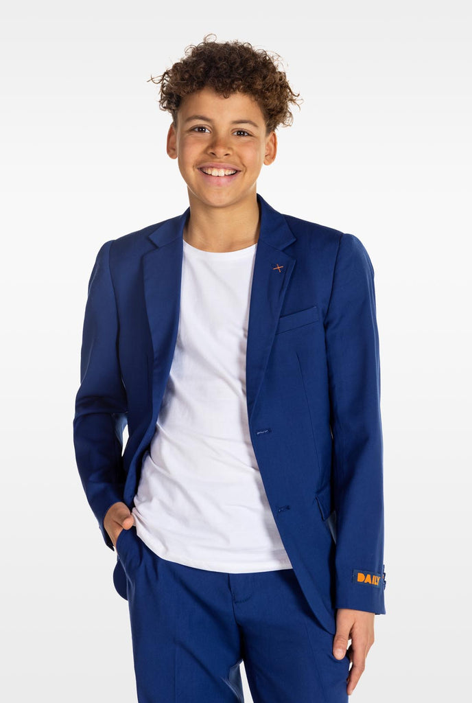 Teen wearing OppoSuits Daily blue teen boys suit