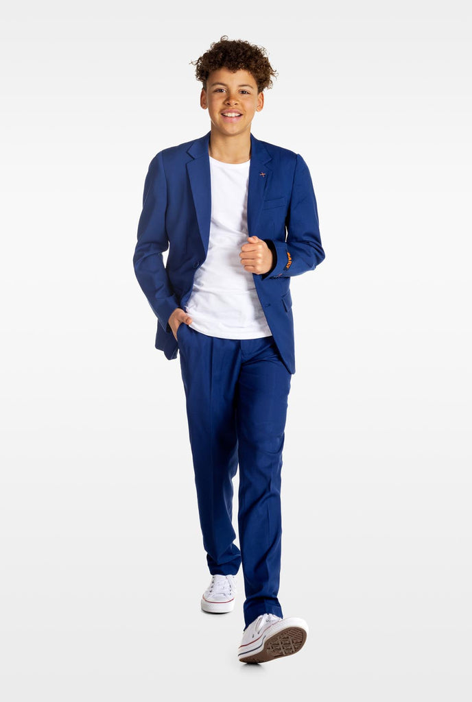 Teen wearing OppoSuits Daily blue teen boys suit