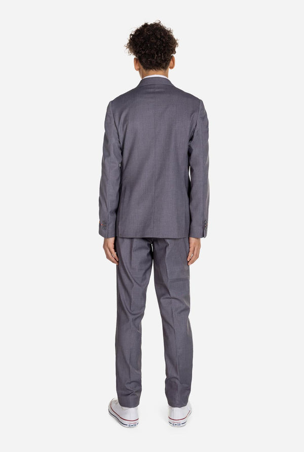 Teenager im OppoSuits Daily Grey-Anzug für Jungen, Ansicht von hinten
